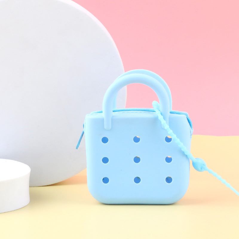 Wholesale 10pcs Cartoon Silicone Hole Bag Mini Coin DIY Parent-child Storage Bag Vegetable Basket Earphones Children's Small Wallet